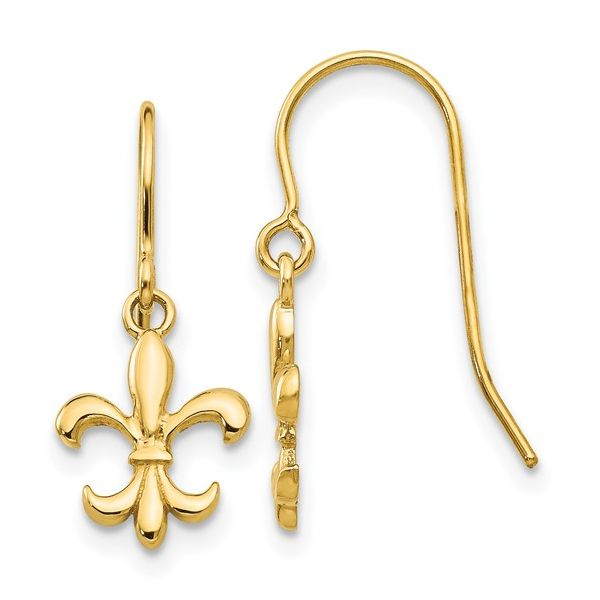 14K Yellow Gold Fleur de lis Earrings Image 2 Minor Jewelry Inc. Nashville, TN