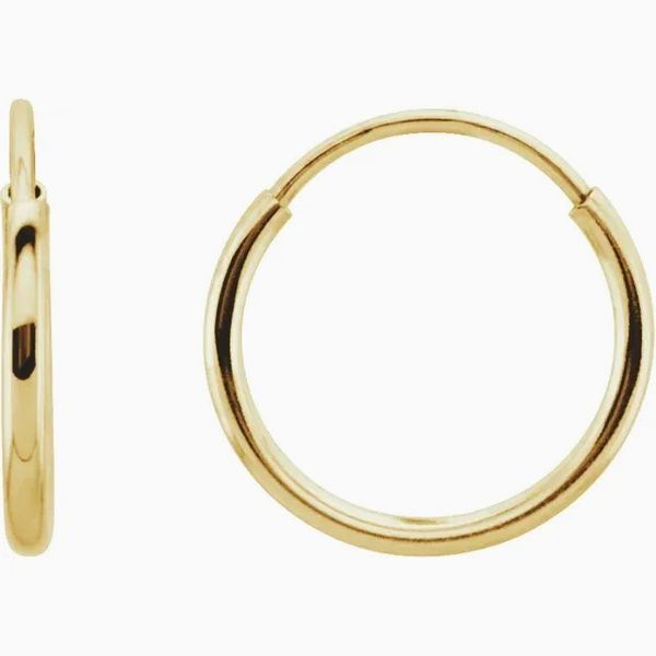 14K Yellow Gold 12mm Endless Hoop Earrings Minor Jewelry Inc. Nashville, TN
