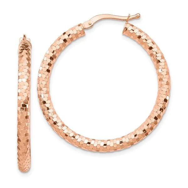 14K Rose Gold Diamond Cut Hoop Earrings Minor Jewelry Inc. Nashville, TN