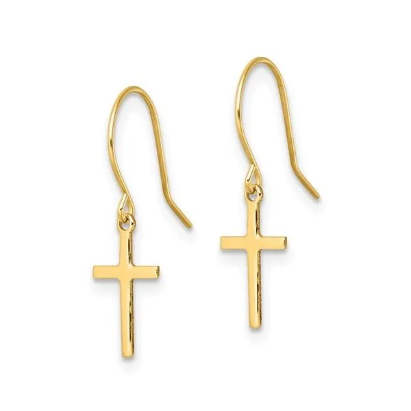 14K Yellow Gold Cross Shepherd Hook Earrings Minor Jewelry Inc. Nashville, TN