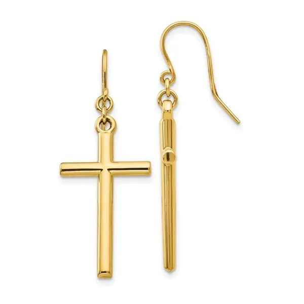 14K Yellow Gold Cross Shepherd Hook Earrings Minor Jewelry Inc. Nashville, TN