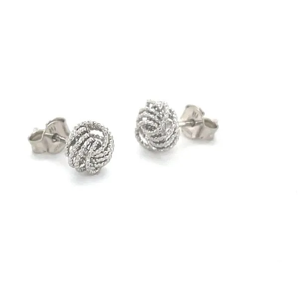 14K White Gold Milgrain Knot Stud Earrings Image 2 Minor Jewelry Inc. Nashville, TN