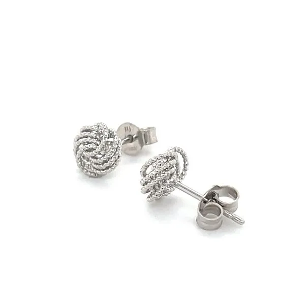 14K White Gold Milgrain Knot Stud Earrings Image 3 Minor Jewelry Inc. Nashville, TN