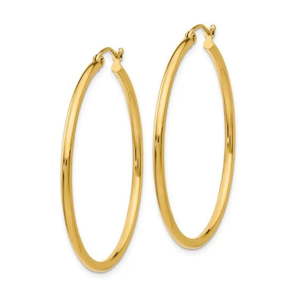 14K Yellow Gold Polished Tube Hoop Earrings Image 4 Minor Jewelry Inc. Nashville, TN