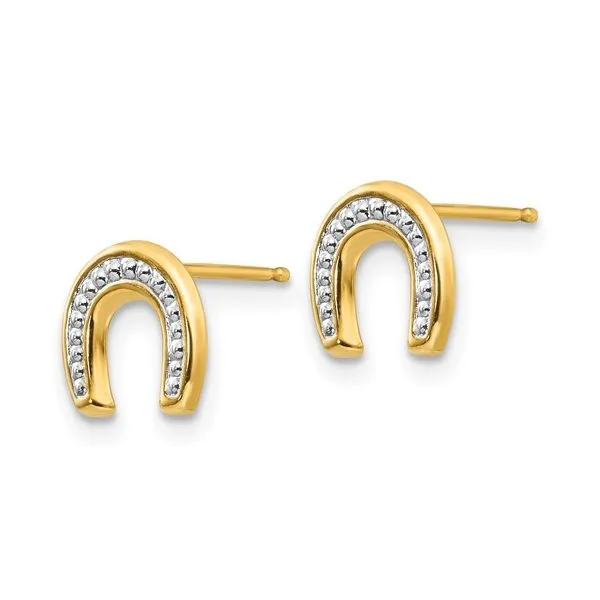 14K Yellow Gold and Rhodium Horseshoe Earrings Image 2 Minor Jewelry Inc. Nashville, TN