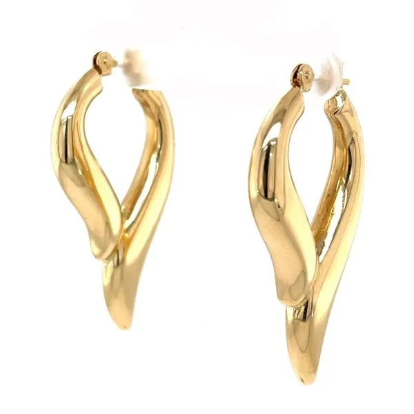 14K Yellow Gold Estate Large Accented Hoop Earrings Image 2 Minor Jewelry Inc. Nashville, TN