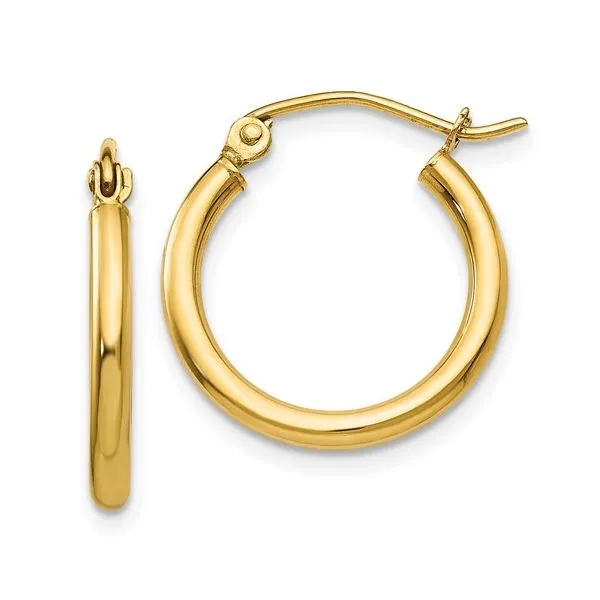 14K Yellow Gold Small 2mm Hoop Earrings