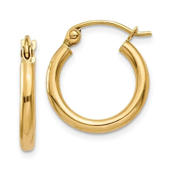 14K Yellow Gold 2mm Small Hoop Earrings