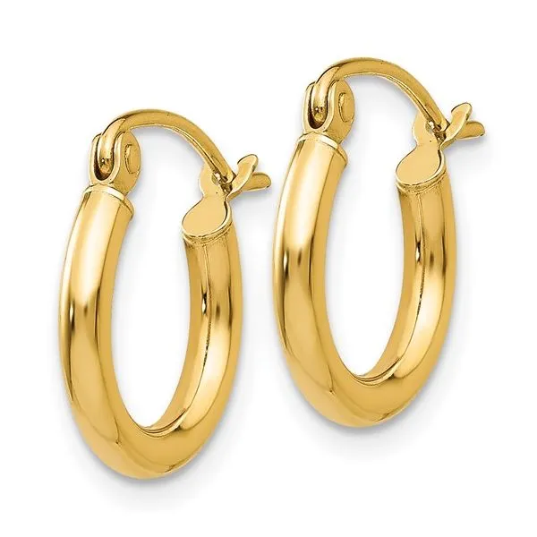 14K Yellow Gold 2mm Small Hoop Earrings