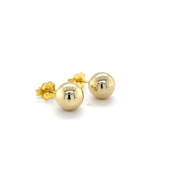 Sterling Silver Yellow Gold Plated 8mm Ball Stud Earrings