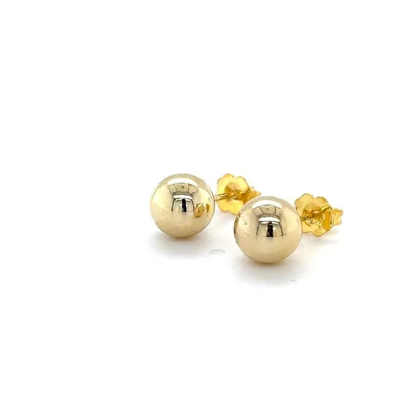 Sterling Silver Yellow Gold Plated 8mm Ball Stud Earrings