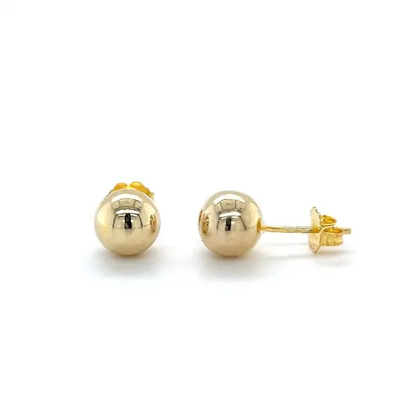 Sterling Silver Yellow Gold Plated 8mm Ball Stud Earrings