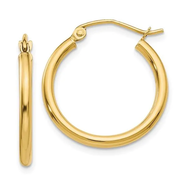 14K Yellow Gold Tube Hoop Earrings