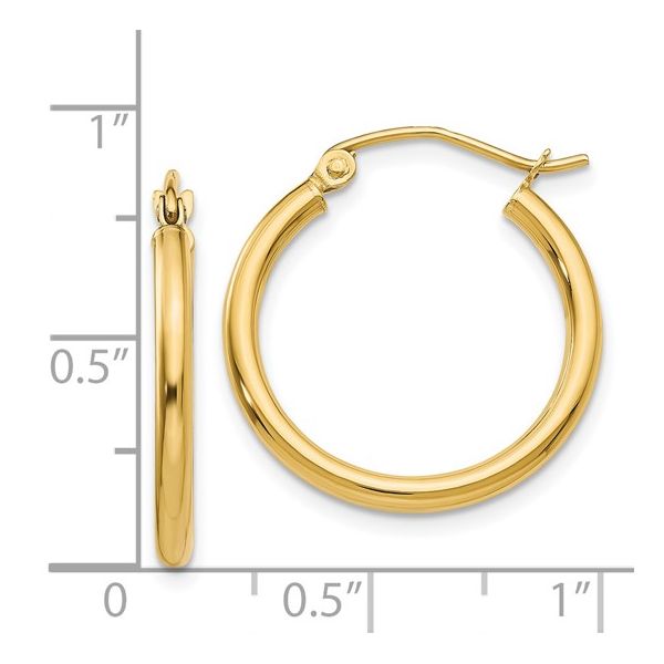 14K Yellow Gold Tube Hoop Earrings Image 3 Minor Jewelry Inc. Nashville, TN