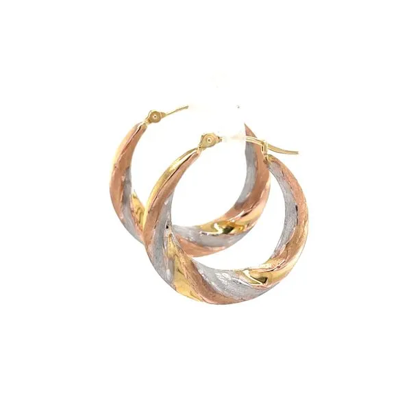 14K Yellow, White and Rose Gold Estate Medium Hoop Earrings Image 2 Minor Jewelry Inc. Nashville, TN