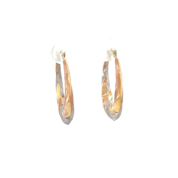 14K Yellow, White and Rose Gold Estate Medium Hoop Earrings Image 3 Minor Jewelry Inc. Nashville, TN