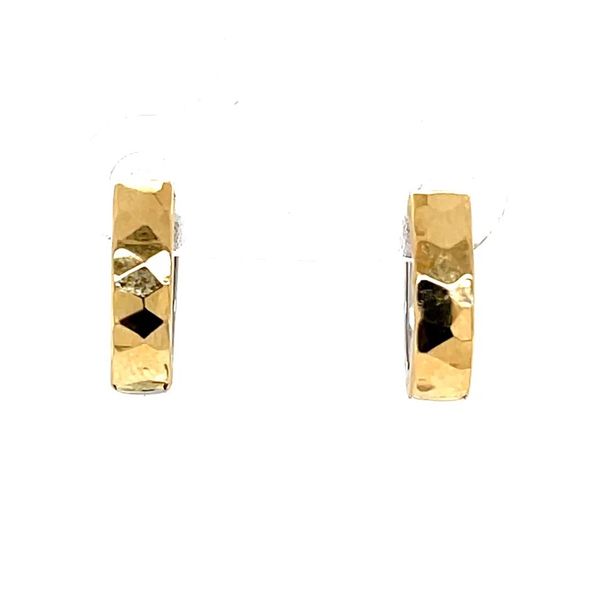 10K Yellow Gold Faceted & White Gold High Polish Oval Huggie Hoops Image 3 Minor Jewelry Inc. Nashville, TN
