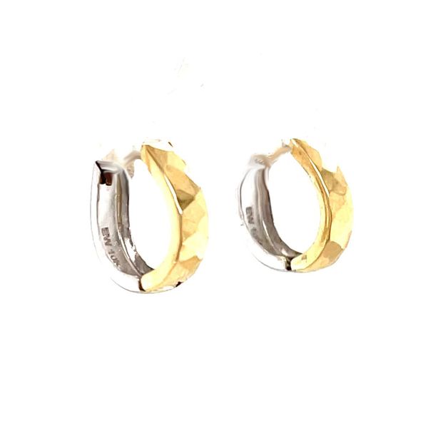 10K Yellow Gold Faceted & White Gold High Polish Oval Huggie Hoops Minor Jewelry Inc. Nashville, TN