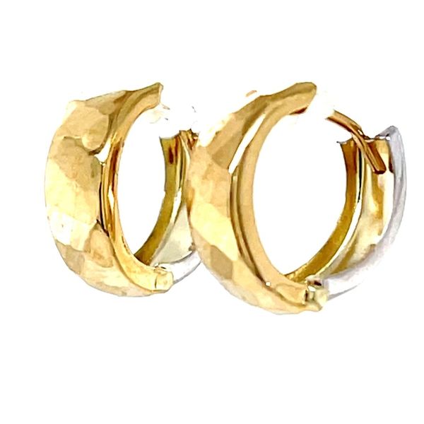 10K Yellow & White Gold Faceted Huggie Hoops Image 2 Minor Jewelry Inc. Nashville, TN