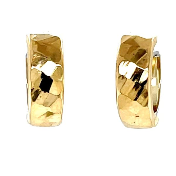 10K Yellow & White Gold Faceted Huggie Hoops Image 3 Minor Jewelry Inc. Nashville, TN
