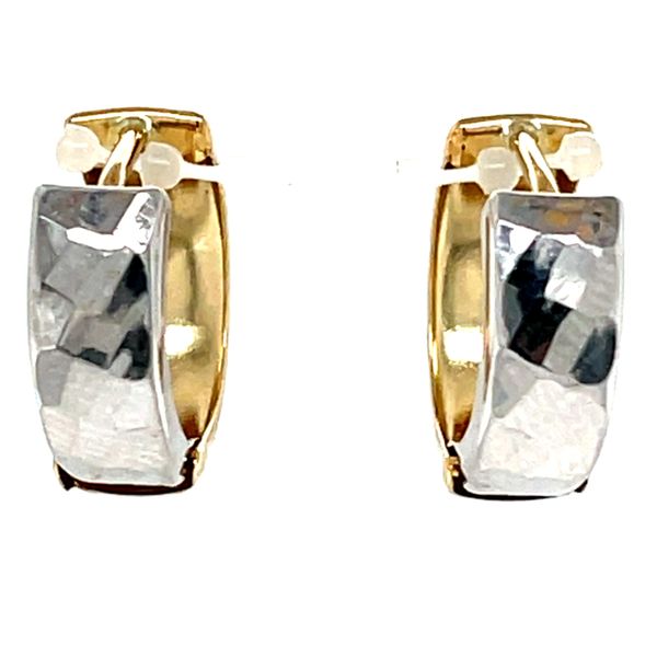 10K Yellow & White Gold Faceted Huggie Hoops Image 4 Minor Jewelry Inc. Nashville, TN