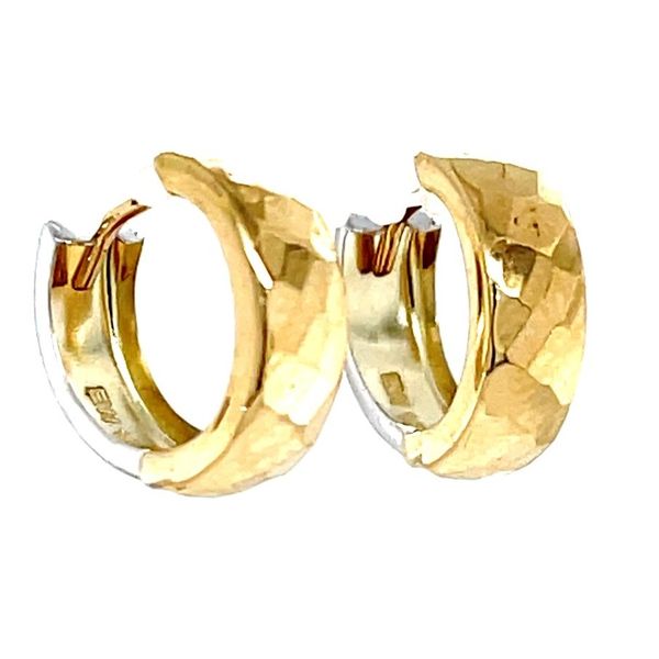 10K Yellow & White Gold Faceted Huggie Hoops Minor Jewelry Inc. Nashville, TN