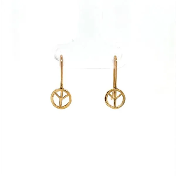 14K Yellow Gold Estate Peace Symbol Drop Earrings Image 2 Minor Jewelry Inc. Nashville, TN