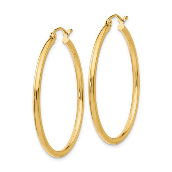 14K Yellow Gold 2x35mm Tube Hoop Earrings Minor Jewelry Inc. Nashville, TN