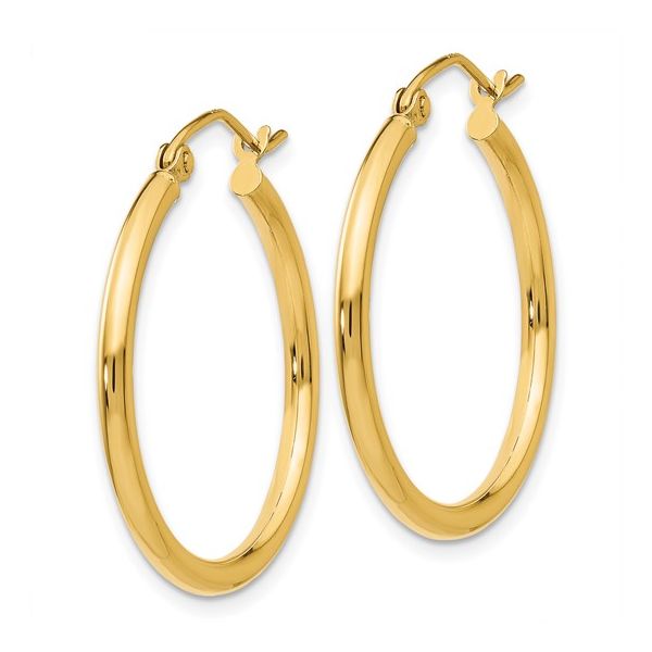 14K Yellow Gold 2x25mm Medium Tube Hoop Earrings Minor Jewelry Inc. Nashville, TN