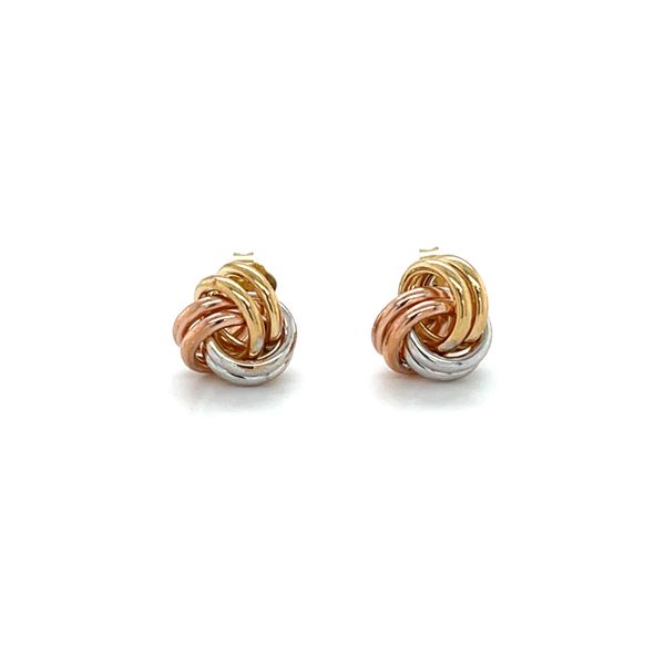 14K Yellow, Rose and White Gold Estate Love Knot Stud Earrings Image 2 Minor Jewelry Inc. Nashville, TN