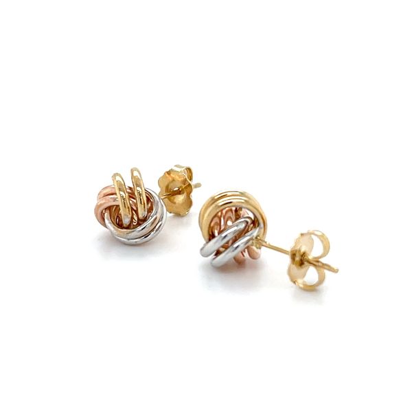 14K Yellow, Rose and White Gold Estate Love Knot Stud Earrings Image 4 Minor Jewelry Inc. Nashville, TN