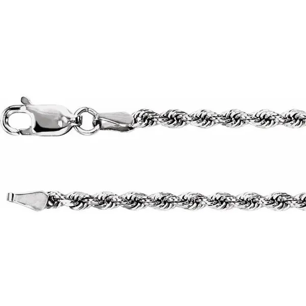 14K White Gold 1.3mm Rope Chain Minor Jewelry Inc. Nashville, TN