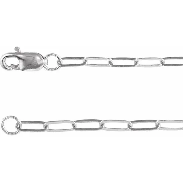 14K White Gold 2.1mm Paperclip Chain
