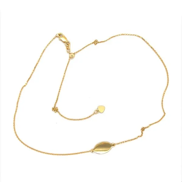 14K Yellow Gold Oval Disc Pendant Necklace