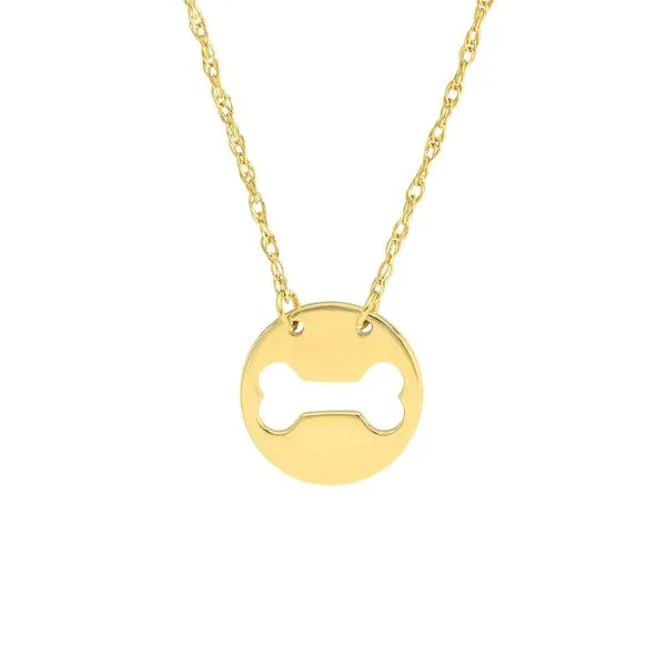 14K Dog Bone Mini Disc Adjustable Necklace 18