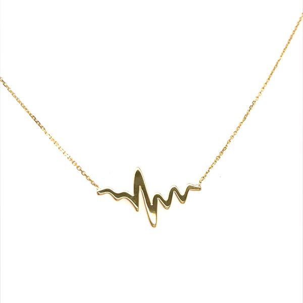 14K Yellow Gold Heartbeat Necklace on 16-18 Inch Chain Image 2 Minor Jewelry Inc. Nashville, TN