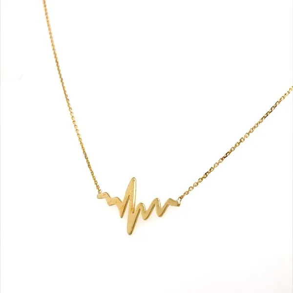 14K Yellow Gold Heartbeat Necklace on 16-18 Inch Chain Minor Jewelry Inc. Nashville, TN