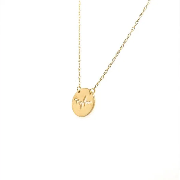 14K Yellow Gold Heartbeat Disc Pendant Necklace Image 2 Minor Jewelry Inc. Nashville, TN