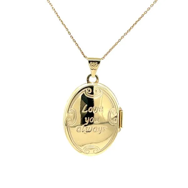 14K Yellow Gold Reversible Scroll Locket Pendant Necklace Image 2 Minor Jewelry Inc. Nashville, TN