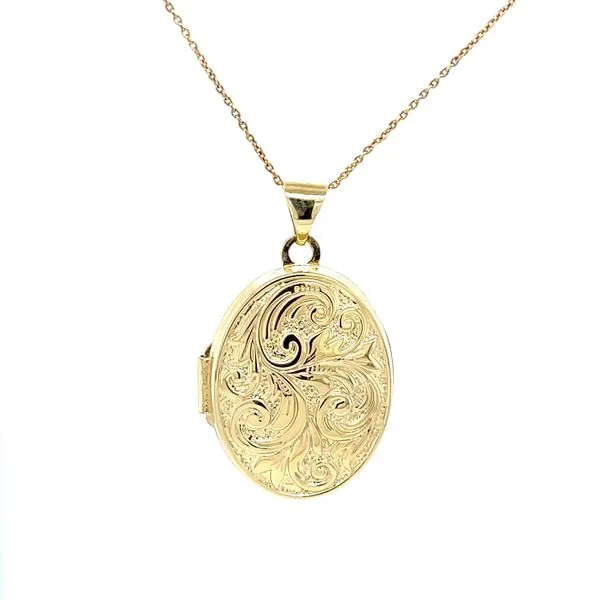 14K Yellow Gold Reversible Scroll Locket Pendant Necklace Minor Jewelry Inc. Nashville, TN