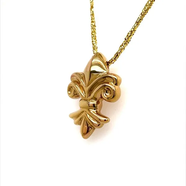 14K Yellow Gold Fleur de Lis Pendant Necklace Image 2 Minor Jewelry Inc. Nashville, TN