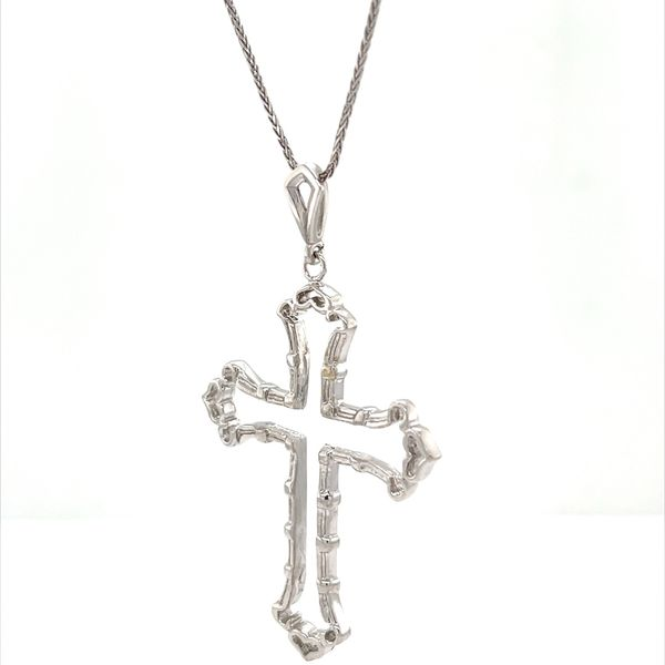 14K White Gold Cross Pendant on 20