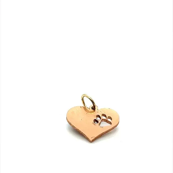 14K Rose Gold Heart Charm with Pawprint Stamping Minor Jewelry Inc. Nashville, TN