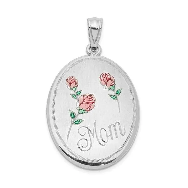 Sterling Silver and Enamel Open Back MOM Locket Minor Jewelry Inc. Nashville, TN