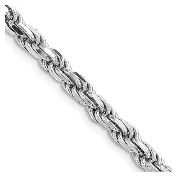 Sterling Silver Rhodium-Plated 4.75mm Diamond-Cut Rope Chain Image 3 Minor Jewelry Inc. Nashville, TN