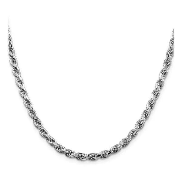 Sterling Silver Rhodium Plated Diamond Cut Rope Chain Bracel