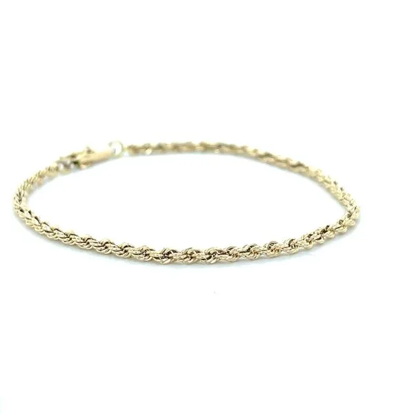 14K Yellow Gold Estate 2.4mm Rope Chain Bracelet