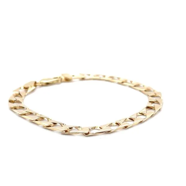14K Yellow Gold Estate 6.8mm Square Curb Bracelet