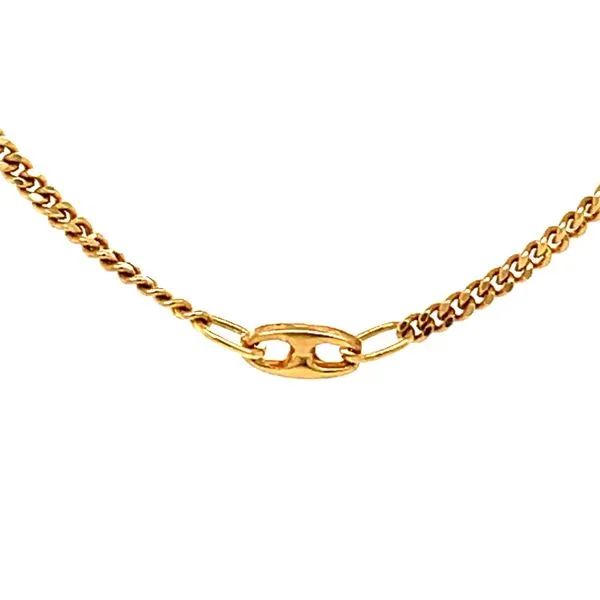18K Yellow Gold Estate Curb and Anchor Link Bracelet