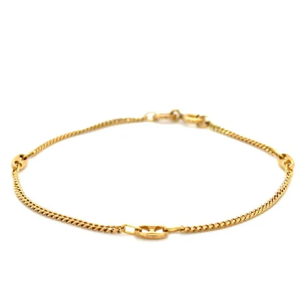 18K Yellow Gold Estate Curb and Anchor Link Bracelet